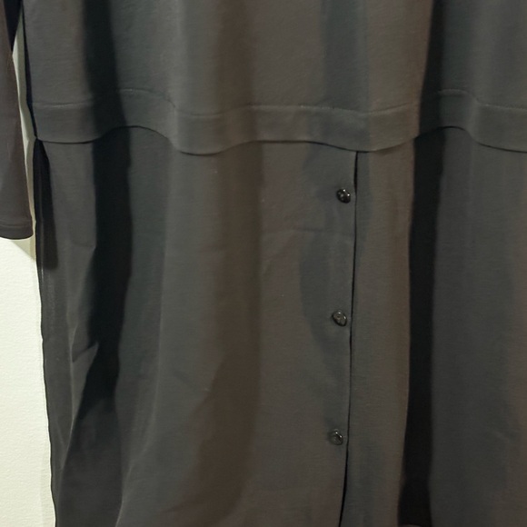 Eileen Fisher Large Black Layer Silk Long Sleeve Tunic Button Ballet details - Picture 8 of 10